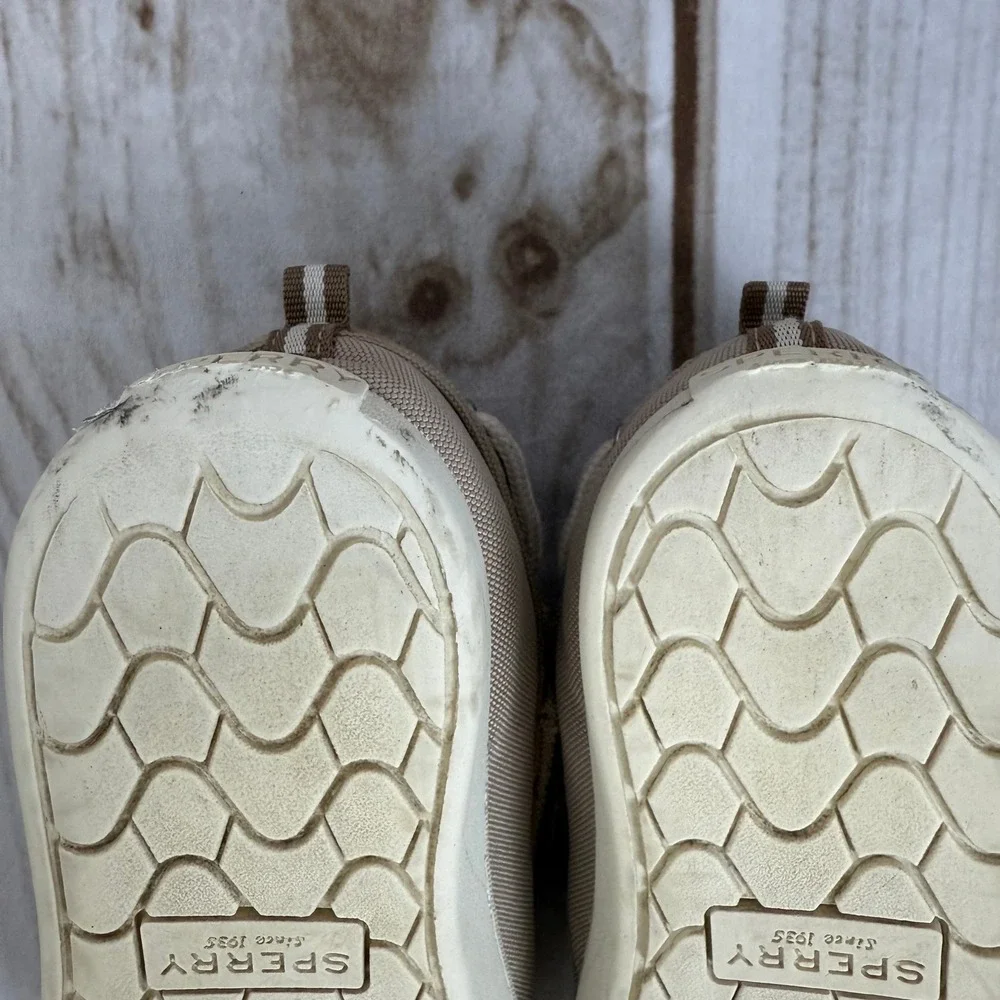 Sperry Sea Ketch Toddler Boat Shoes Tan Canvas Lace Up Casual 12C